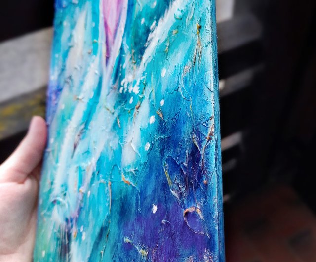 ウサギの油絵 野ウサギ 壁アート 野生動物 冬の森 室内装飾