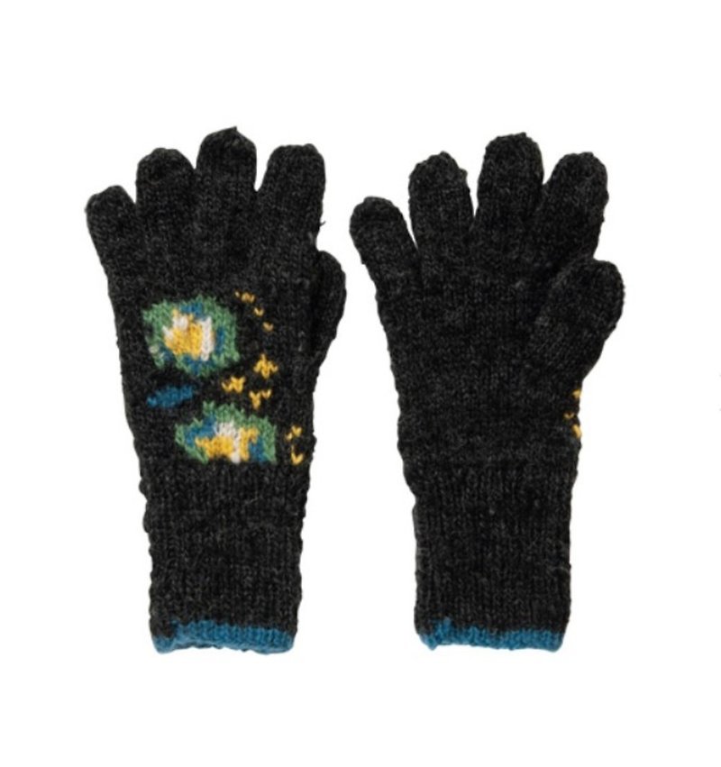 Earth tree handmade fair trade fair trade -- hand-knitted wool floral embroidery gloves - Gloves & Mittens - Wool 