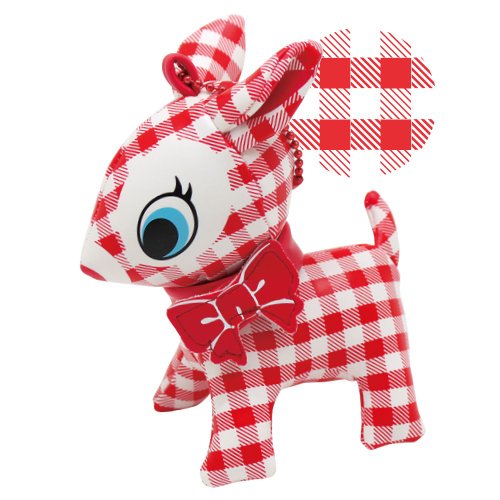 fuuz-store Puchi Babie Key Chain Gingham check RD Deer Cute Doll Gift Present Japan