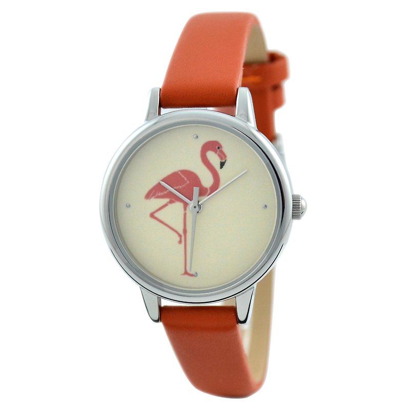 Mothers Day Gift Flamingo Watch Orange Ladies Watch Free shipping worldwid - นาฬิกาผู้หญิง - โลหะ สีแดง