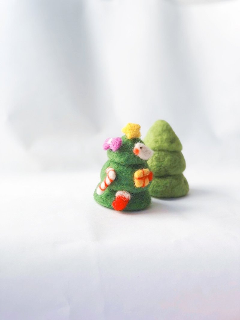 我的聖誕樹_羊毛氈聖誕樹 / 飾品組合 客製化禮物 聖誕禮盒 - 耳環/耳夾 - 羊毛 綠色