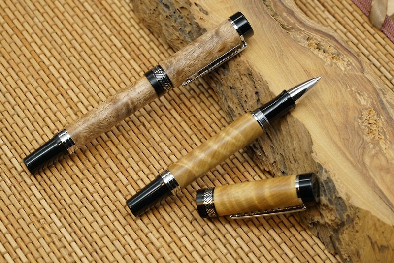 Five-degree wood-made handmade wooden ball pen (gold camphor, golden nanmu) wood pen hand-made wooden pen - Rollerball Pens - Wood 