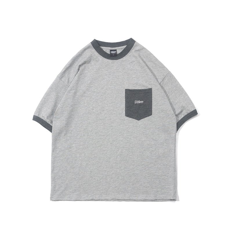 DAKYAM Vintage Pocket Tee 竹節棉復古撞色落肩口袋短袖t恤 - 男 T 恤 - 棉．麻 