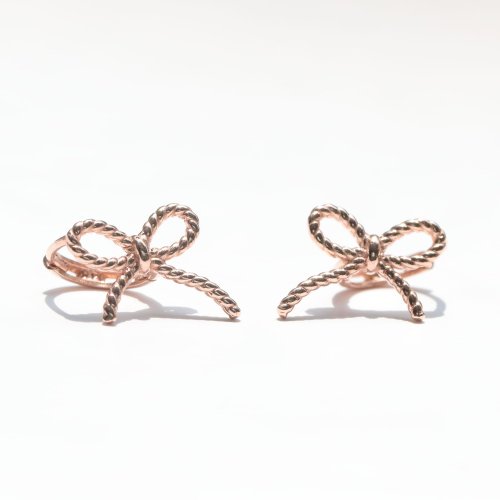CHARIS GRACE 14K 氣質蝴蝶結耳扣耳環(內徑8mm) 洗澡免摘 流汗碰水不褪色