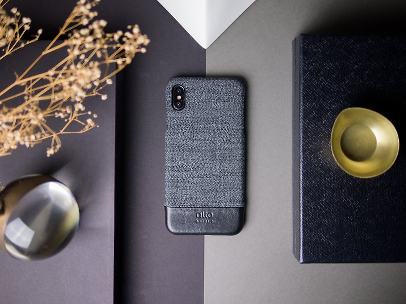 Alto iPhone Denim 革製携帯ケース – グレー - スマホケース - 革 ブラック