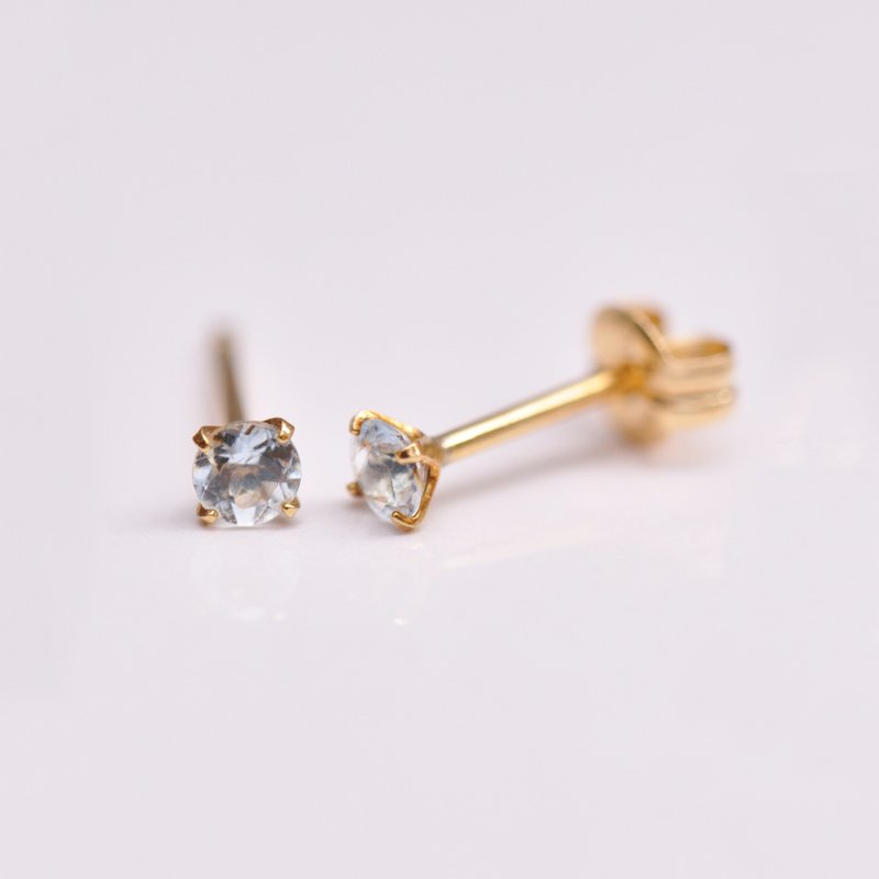 【Second Earrings】 18K 黃金海藍寶石耳環 - 耳環/耳夾/耳骨夾 - 貴金屬 
