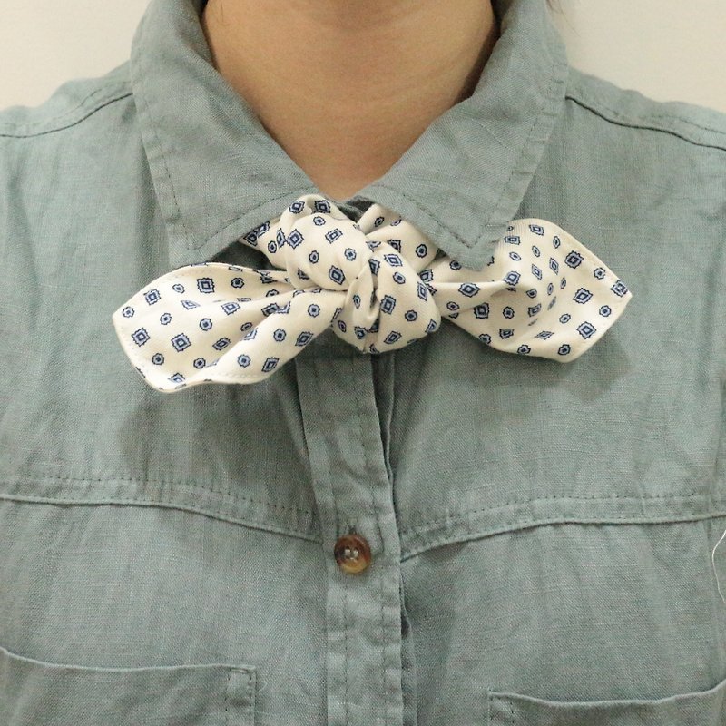 JOJA│ Japanese cotton handmade scarf / scarf / hair band / strap - Scarves - Cotton & Hemp White