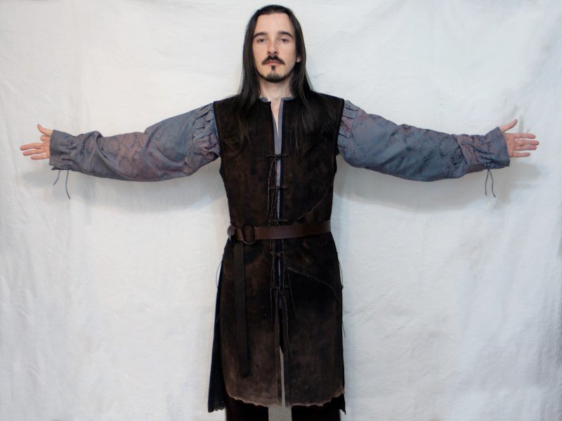 Aragorn leather vest replica / Strider's Jerkin / tabard / LOTR - เสื้อกั๊กผู้ชาย - หนังแท้ สีนำ้ตาล