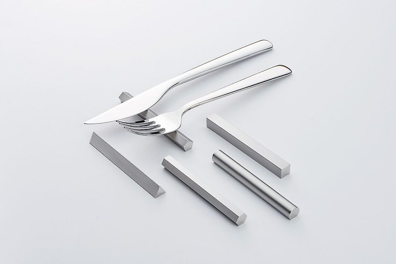 PRIMARIO Geometric Chopstick Rest C-Rest90 - Chopsticks - Stainless Steel Silver