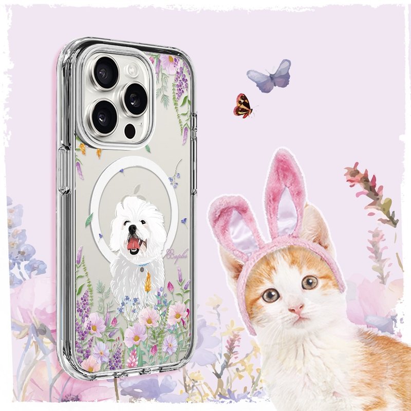 iPhone 16/15/14/13/12系列 輕薄軍規防摔磁吸殼-花草馬爾濟斯 - 手機殼/手機套 - 其他材質 多色