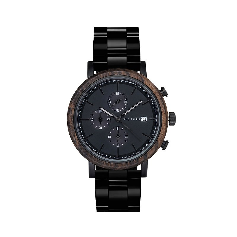 Chrono WXL - Black Sandalwood Watch with Metal Watch Strap - Men's & Unisex Watches - Wood Black