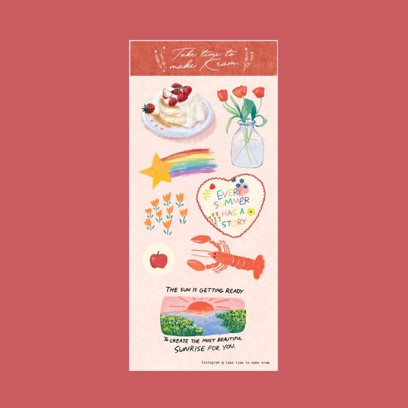 Every Sunday has a story PVC sticker - 貼紙 - 紙 紅色