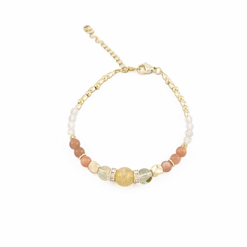 [Natural crystal beaded bracelet] Tuscany’s sunny gold color - สร้อยข้อมือ - คริสตัล สีเหลือง