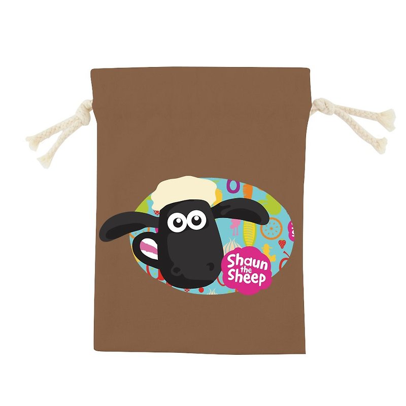笑笑羊(Shaun The Sheep)授權 -彩色束口袋-【點心派對(咖啡)】,CB6AI06 - 其他 - 棉．麻 多色