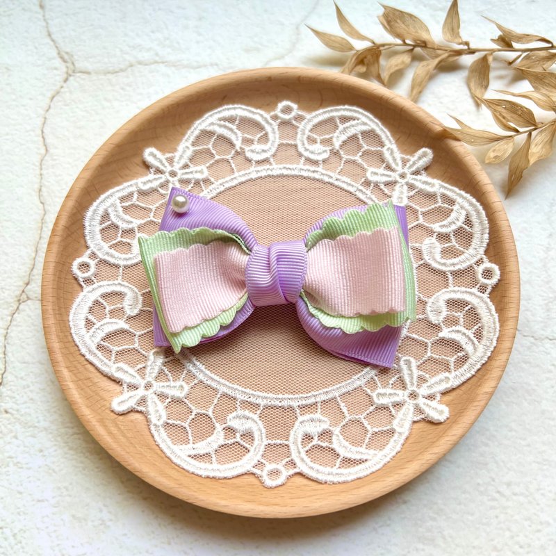 Colorful Macaron Color Bow Hairpin / Tender Purple - Hair Accessories - Other Materials Purple