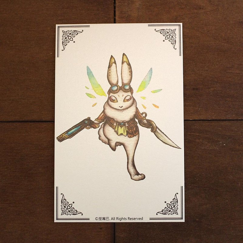 Steampunk Series-White Rabbit Postcard - การ์ด/โปสการ์ด - กระดาษ ขาว