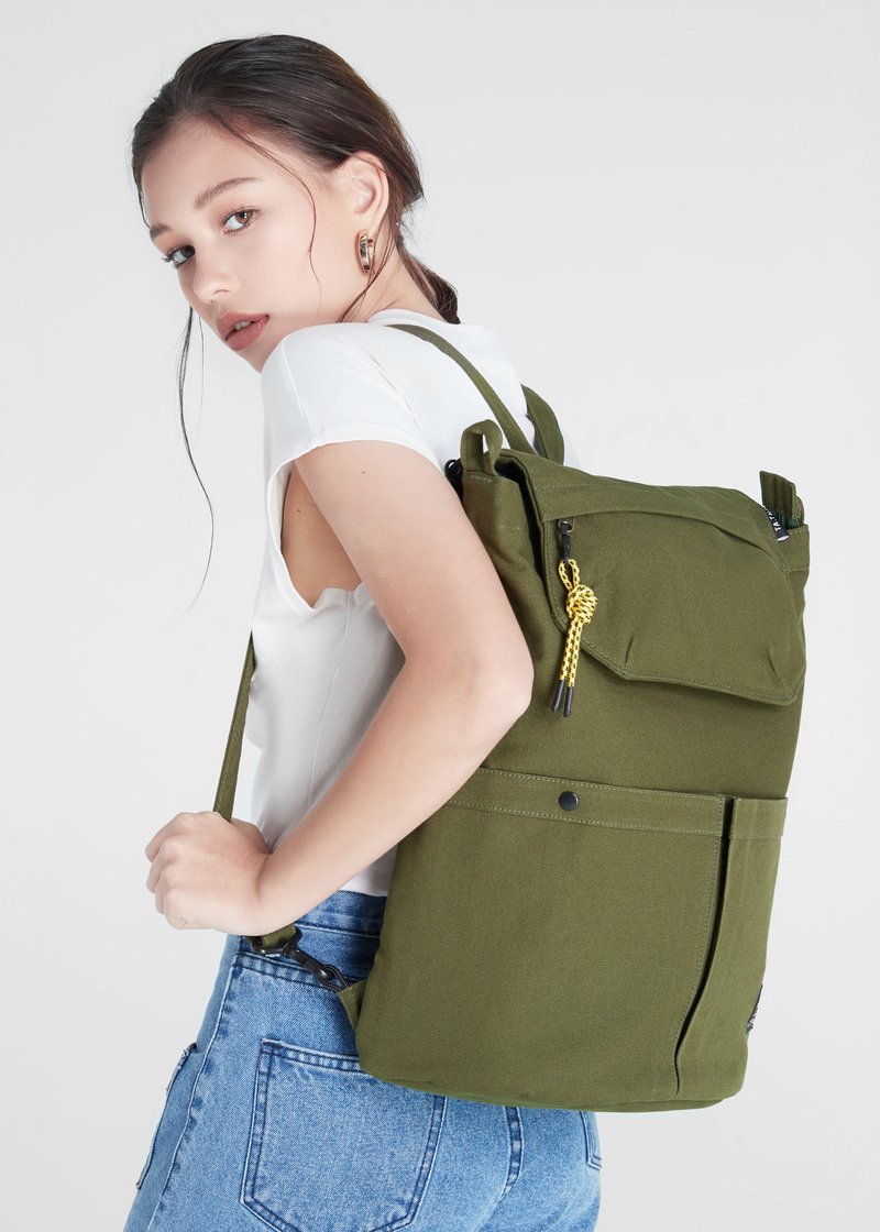 泰迪百搭背包 - 後背包/背包/書包 - 棉．麻 綠色