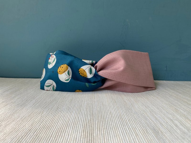 雙拼髮帶 / 螢火花 - 藕粉 - 髮箍/髮帶 - 棉．麻 粉紅色