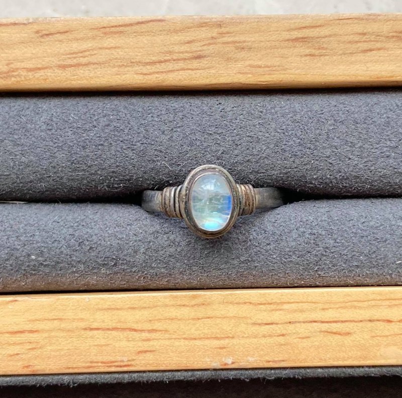 拉長石尼泊爾925純銀戒指裸石寶石輕珠寶半寶石 - 戒指 - 寶石 藍色