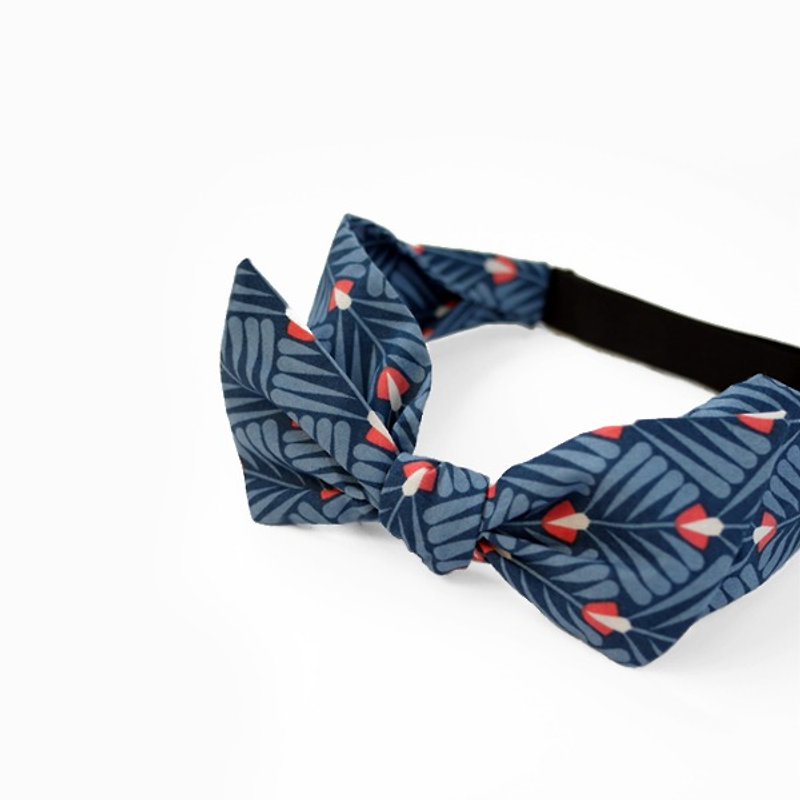 Nordic retro blue tie knot elastic band - Hair Accessories - Cotton & Hemp Blue