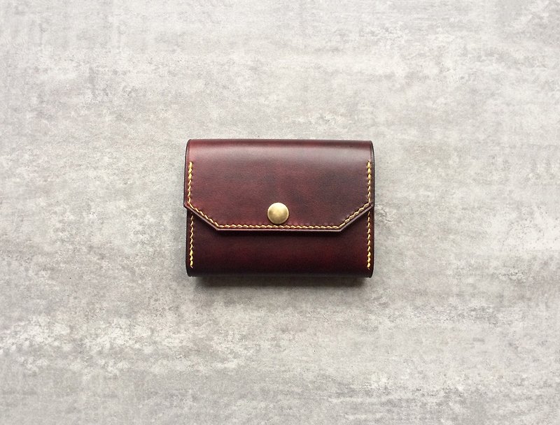 Dark brown leather coin purse / business card case / large-capacity business card holder free customization - กระเป๋าใส่เหรียญ - หนังแท้ สีนำ้ตาล
