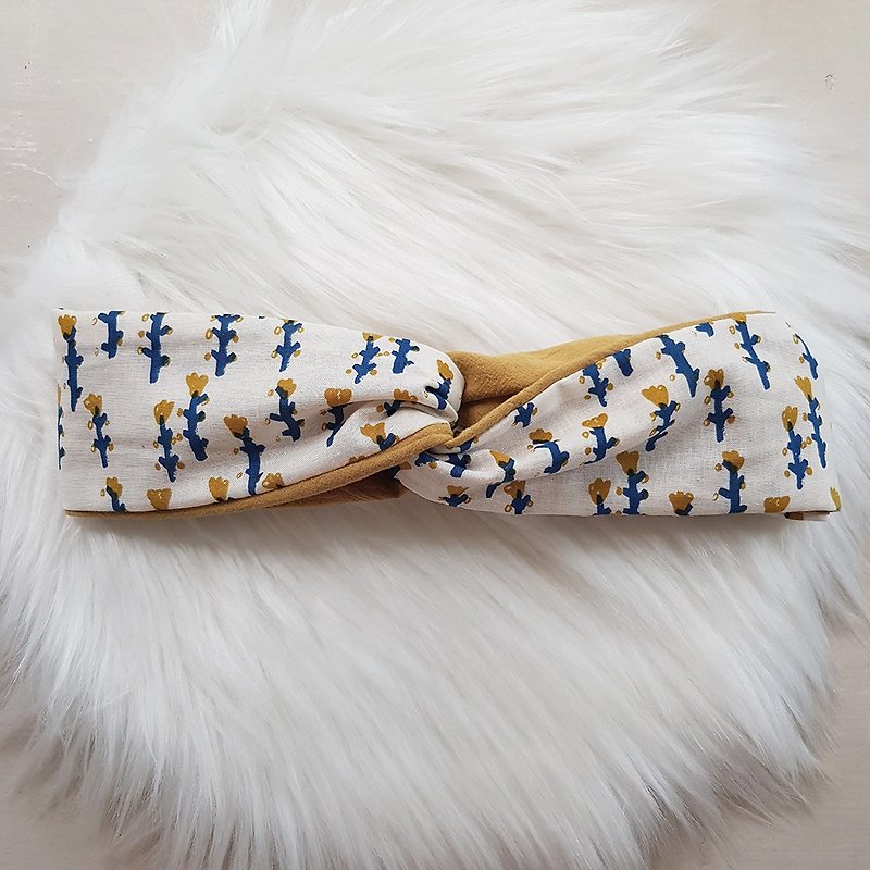 Yellow and blue tree Japanese hair band