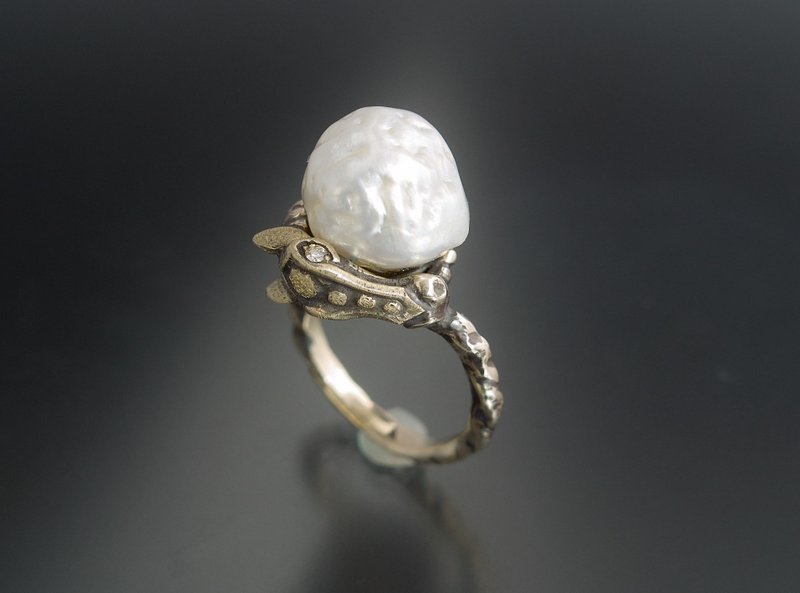 YOKAI Horse Ring Sagari 10K YG with South Sea Pearl*Diamond - 戒指 - 貴金屬 金色