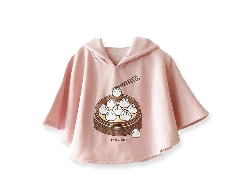 Mochi Rabbit 小籠包Dumping poncho (kid) - Coats - Cotton & Hemp Pink