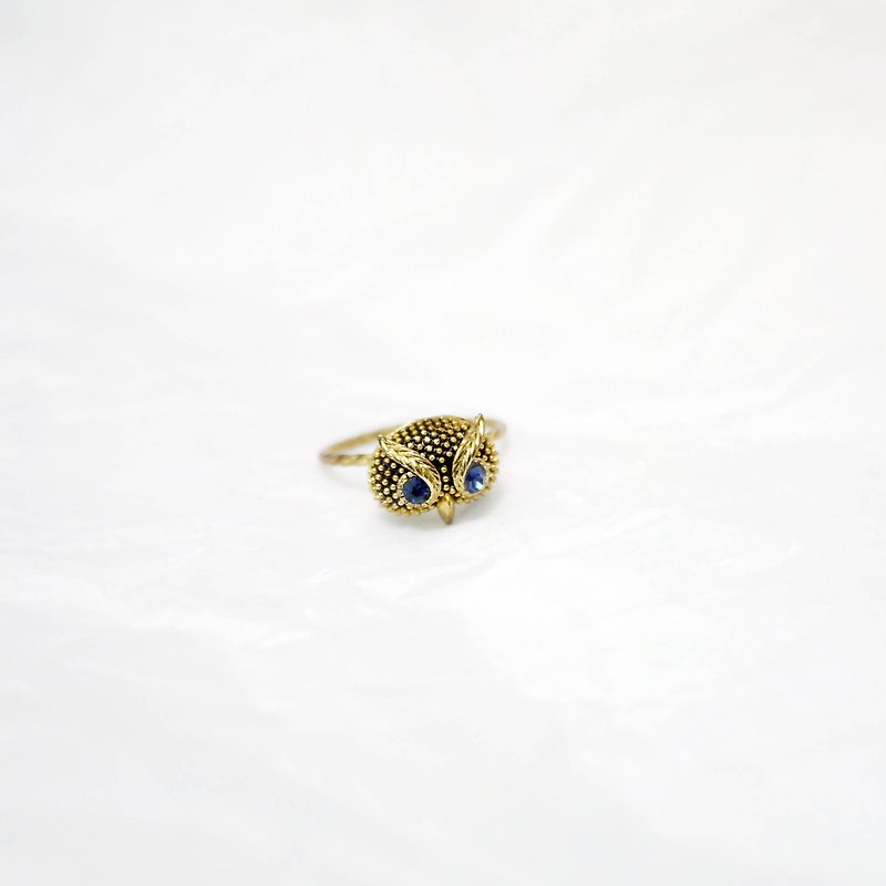 [Refurbished] Detailed Owl Blue Eye Ring - General Rings - Other Metals Blue
