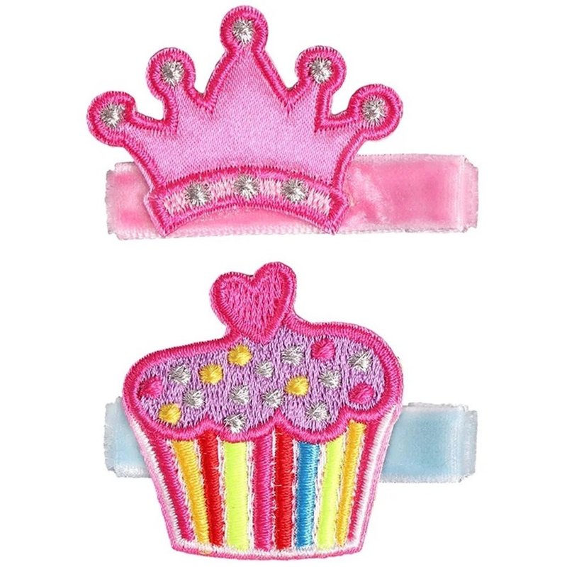 Crown and cupcake hairpins two into the group all-inclusive cloth handmade hair accessories Crown & Cupcake - เครื่องประดับผม - เส้นใยสังเคราะห์ สีแดง