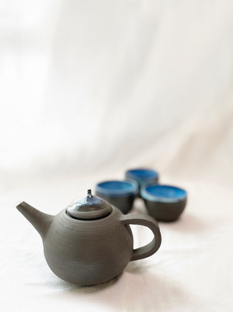 陶瓷手工 | 藍調茶杯 (不連茶壺) - 茶壺/茶杯/茶具 - 陶 藍色