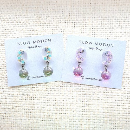 Slow Motion Gift Shop 閃耀點點橢圓小珠耳環 抗過敏醫療鋼