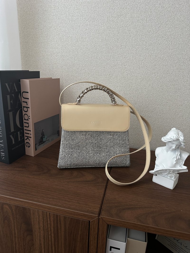 中古包 Loewe 羅意威 銀蛇骨 Mini Kelly - 手提包/手提袋 - 真皮 灰色