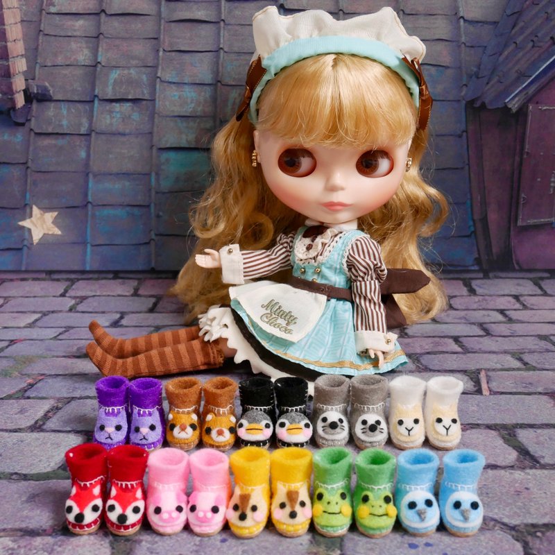 手作娃鞋 Blythe 小布娃娃 動物短靴 - 公仔/玩偶 - 其他材質 多色