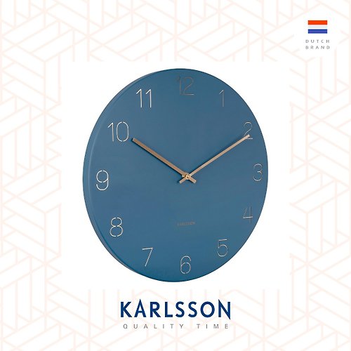 Ur Lifestyle 荷蘭Karlsson Wall clock 40cm engraved blue 藍色金色數字掛鐘