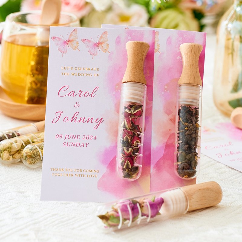 Recommended small return gifts: Test tube floral tea with a heartfelt thank you card, custom designed heartfelt card cover - ชา - วัสดุอื่นๆ 