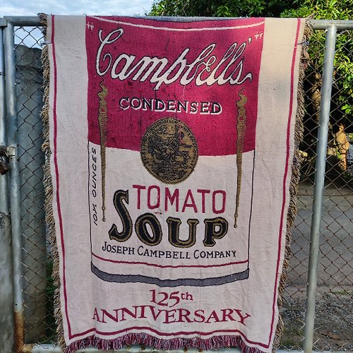 goodviewvintageshop Vintage Rare Campbell's Soup 125TH Anniversary Blanket Throw By The Rug Barn