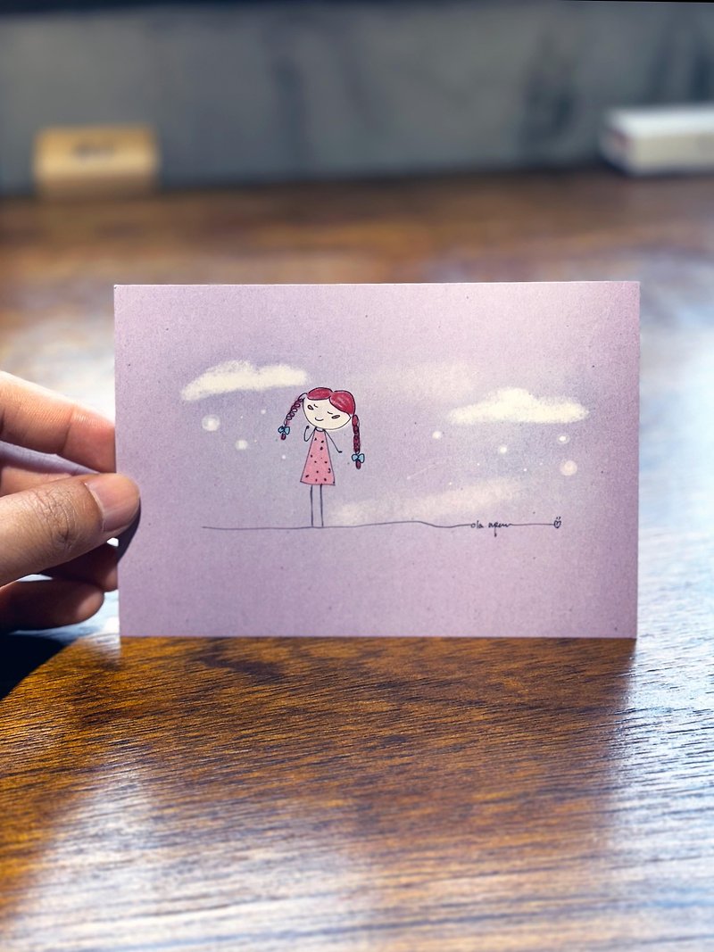 Postcard Vol.15 Girl playing in the snow - การ์ด/โปสการ์ด - กระดาษ สีม่วง