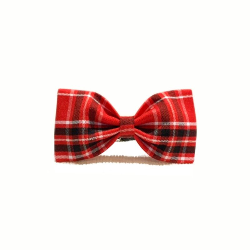 Ella Wang Design Bowtie 寵物 領結 蝴蝶結  紅色 格紋 - 項圈/牽繩 - 棉．麻 紅色