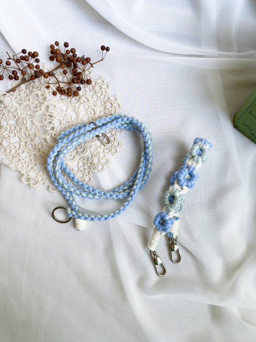 好日。手作 【好日手作】手工編織macrame 繽紛小花長短手機背繩組合禮物