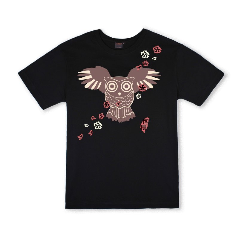 MILU台灣故事T-Shirt / 貓頭鷹 短袖T恤 / 純棉台灣製 Taiwan - 男 T 恤 - 棉．麻 黑色