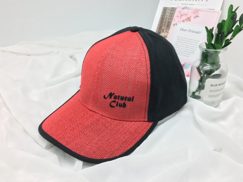 紙布棒球帽(炫紅+黑) 老帽 台灣製 - 帽子 - 紙 紅色