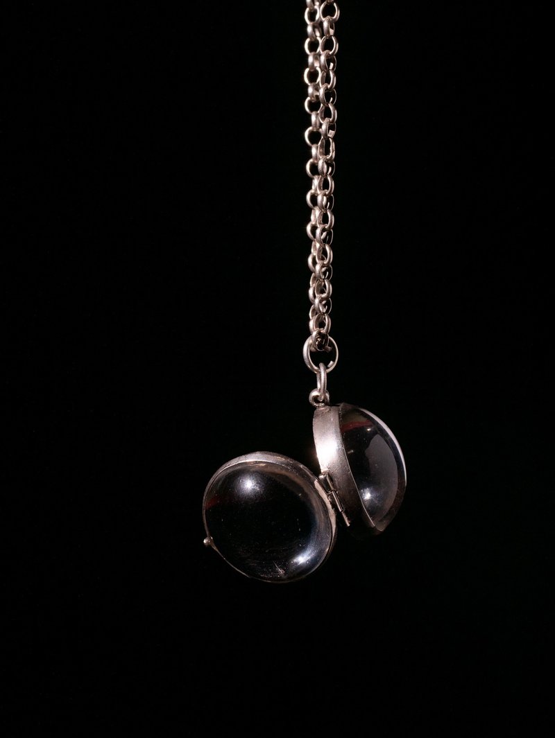 1890s British late Victorian era sterling silver ball pendant - Necklaces - Silver Transparent