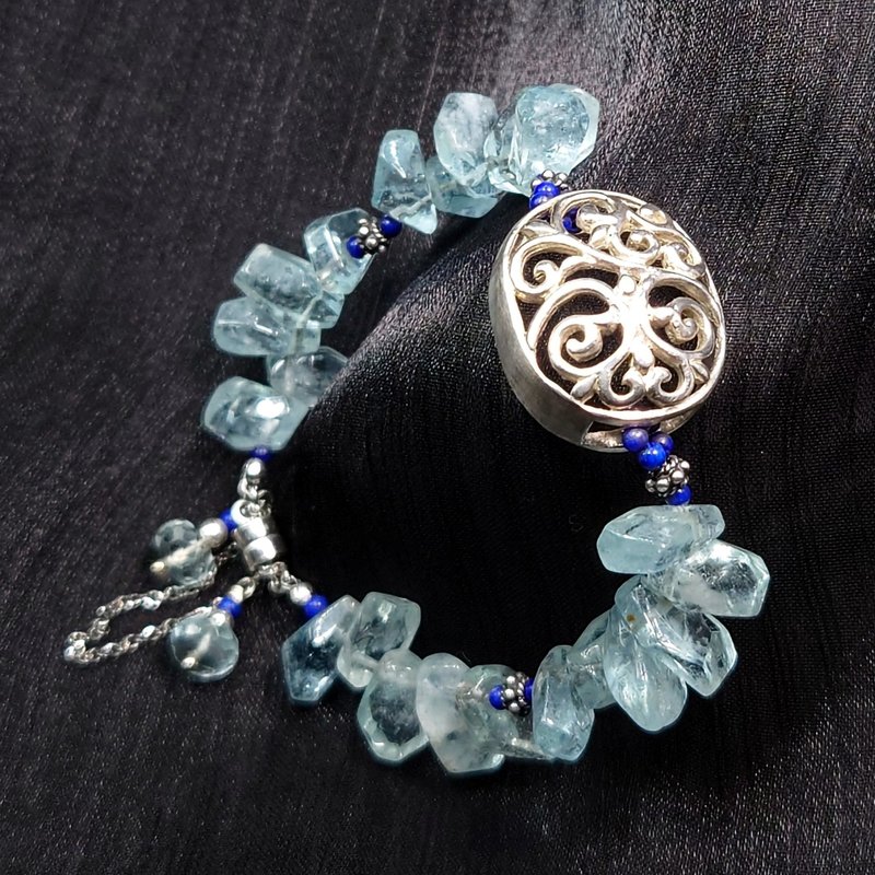 Bracelet, Aquamarine, Lapis, Sterling Silver, Handmade Jewelry - Bracelets - Gemstone 