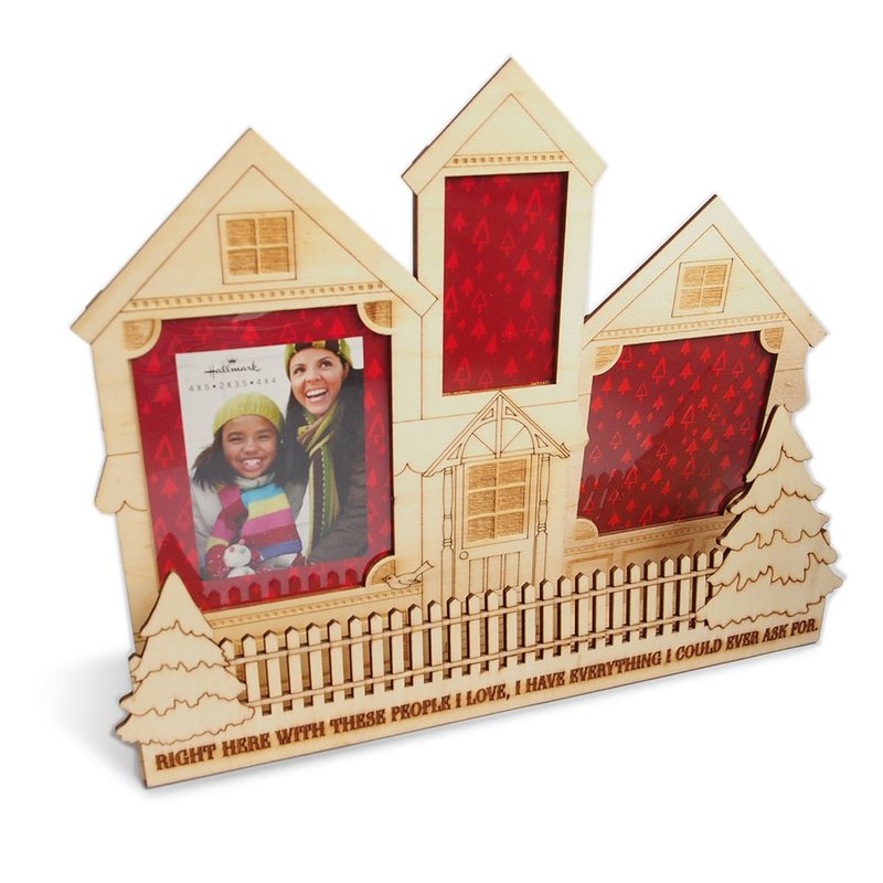 Family Photo Frame Decoration Wooden House Collage 【Hallmark- US Christmas Gift】 - ของวางตกแต่ง - ไม้ สีกากี