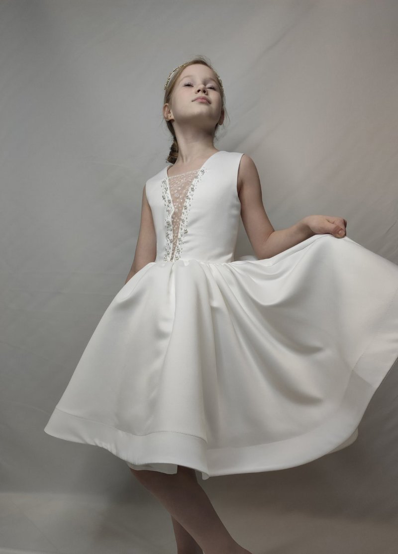 satin flower girl short dress for wedding, birthday, concerts - Kids' Dresses - Other Materials Multicolor