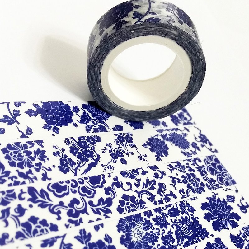 紙テープ青と白の磁器をディスペンス - マスキングテープ - 紙 