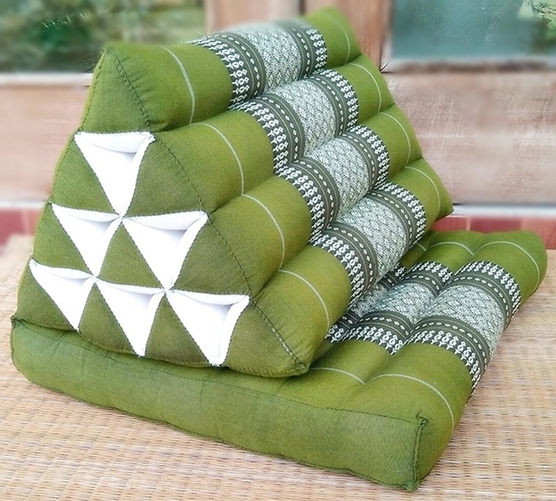 Standard 1 fold Thai triangle kapok floor cushion pillow fold mattress, 50x75cm - 枕頭/抱枕 - 棉．麻 綠色