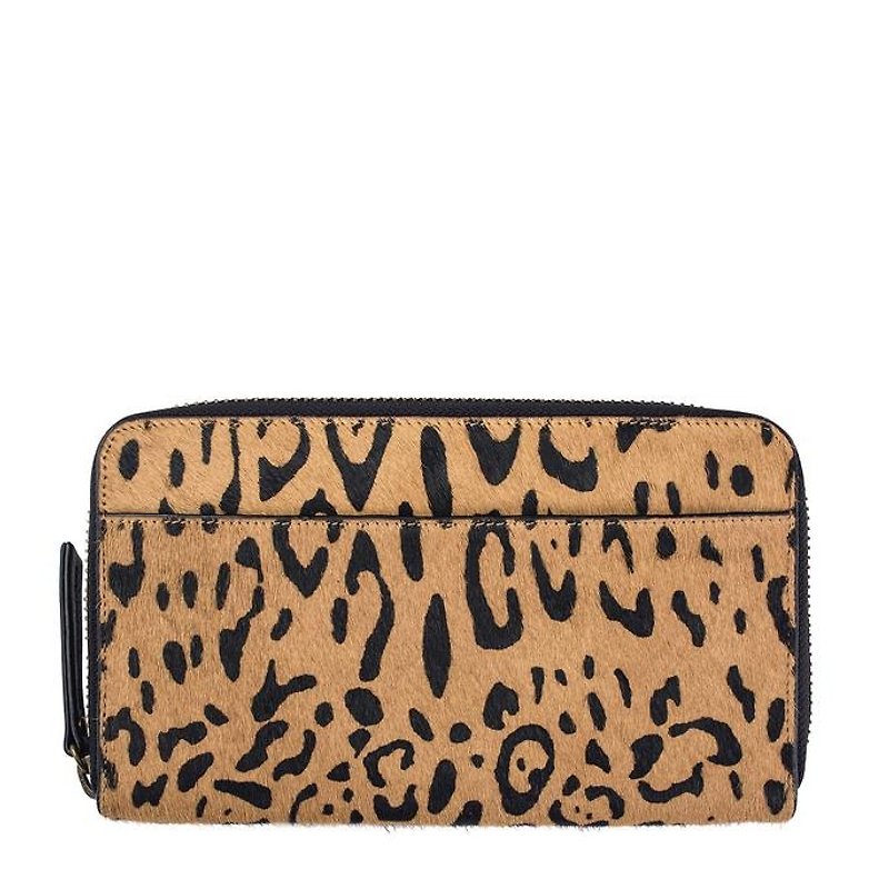 DELILAH Long Clip_Leopard / Leopard Print - Clutch Bags - Genuine Leather Brown