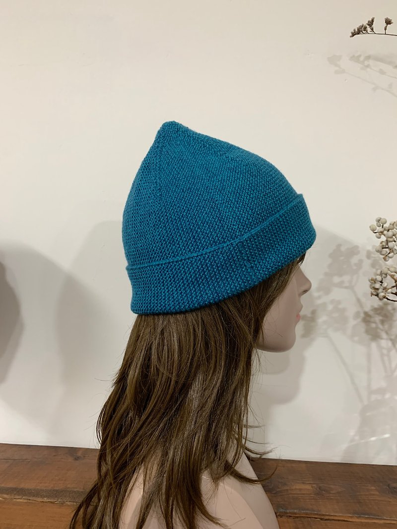 Pointed hair hat series. . tide. Elf hat. Chestnut statement beanie. Zhangqing + blue dyeing - หมวก - ขนแกะ 